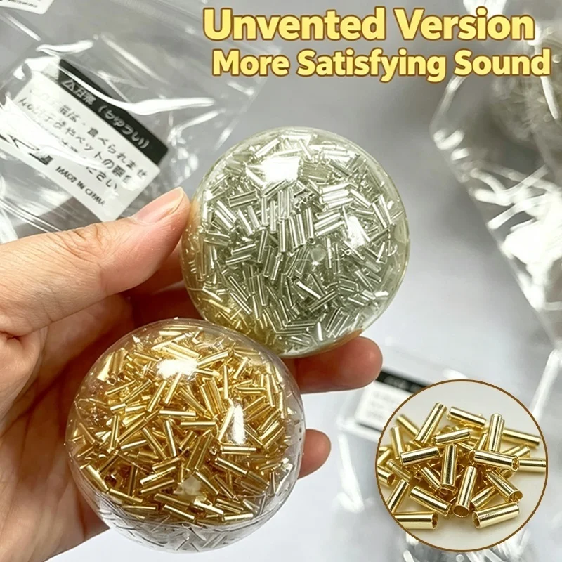 Metal Tube Beads Crinkle Fidget Squeeze Ball Stress Relief Toy For ADHD Pressure And Anxiety Noise Sound Vent Relax Sensory Toy