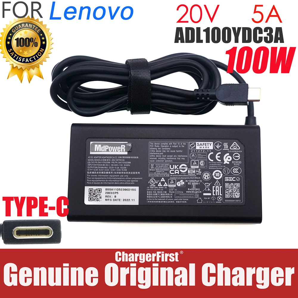 ADL100YDC3A SA11D52396 100W USB-C AC Adapter for lenovo Yoga Slim 7 ProX 14IAH7 14ARH7 IdeaPad 5 Pro 14IAP7 20V 5A