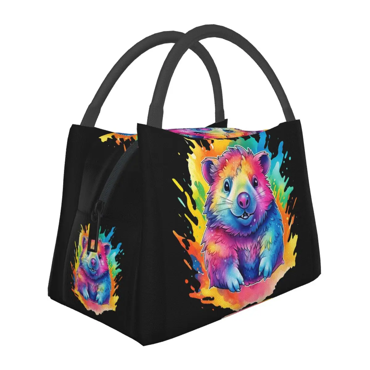 

Rainbow Splash Wombat Lunch Bags Insulated Bento Box Lunch Tote Leakproof Picnic Bags Cooler Thermal Bag for Woman Girl Office