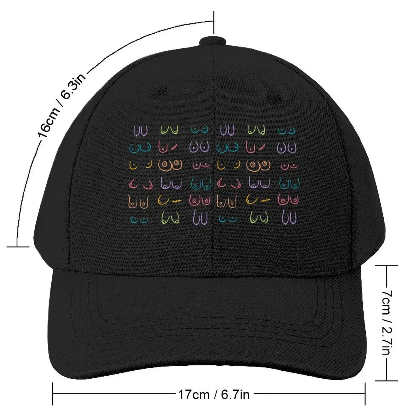 BOOBS PATTERN PASTEL BLACK Baseball Cap Sports Cap Bobble Hat Baseball For Men Women's