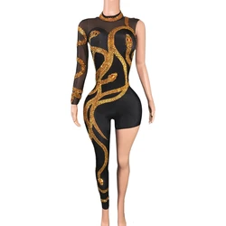 Sparkly Rhinestones Jumpsuit for Women Sexy Birthday Celebrate Event Photo Shoot Wear Singer Dancer Performance Show Costume