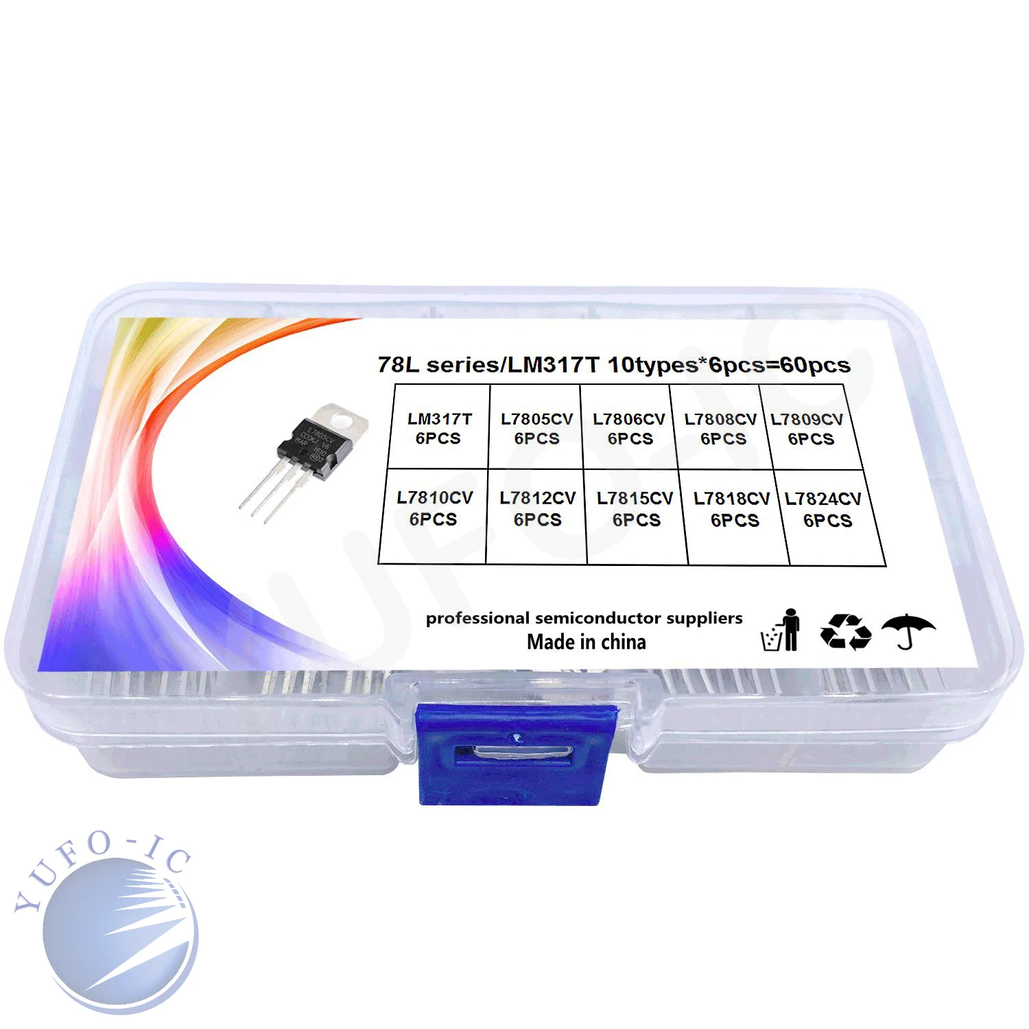 10value*6pcs=60pcs Three Terminal  Transistor Kit LM317T L7805CV L7806CV L7808CV L7809CV L7810CV L7812CV L7815CV L7818CV L7824CV