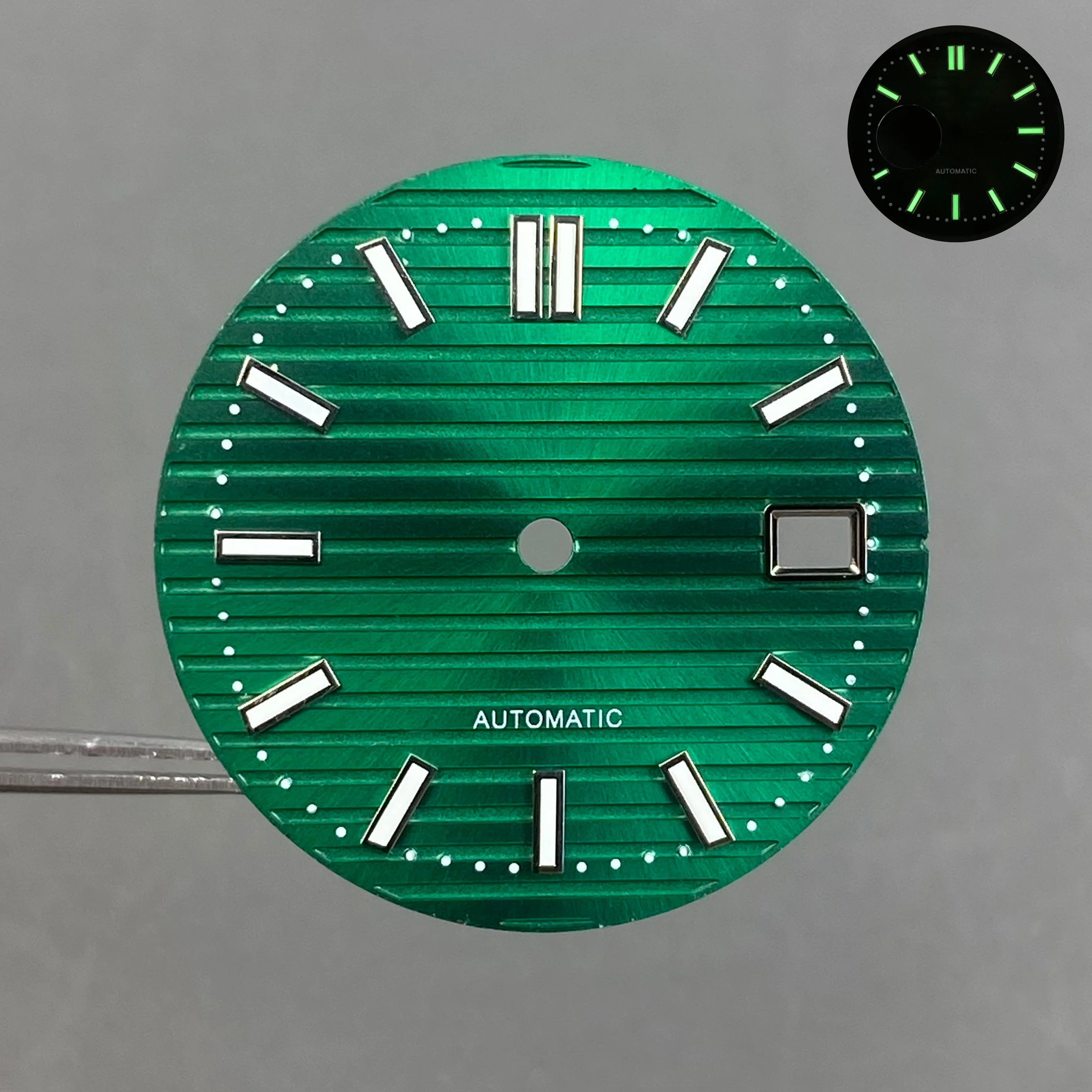 عالية الجودة 30.5 مللي متر NH38 الطلب ل نوتيلوس نمط ساعة الطلب الأخضر مضيئة الهاتفي مناسبة لملحقات الحركة NH35/36/38