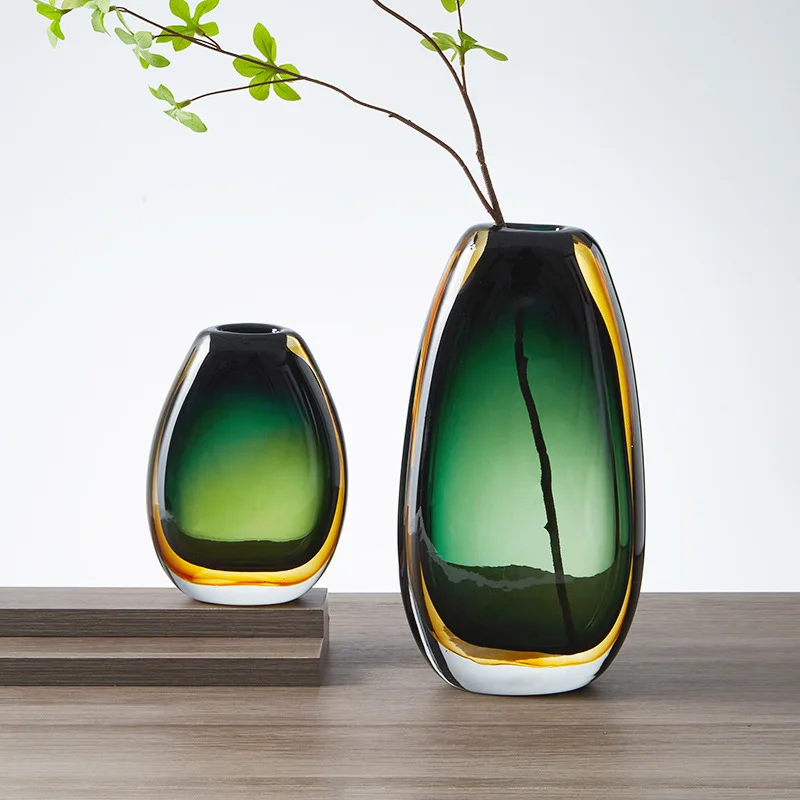 

Green Multi-layer Color Gradient Glass Vase Hydroponic Flowerpot Desk Decoration Artificial Flower Arrangement Vase
