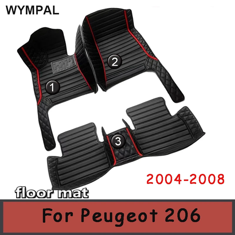 Car Floor Mats For Peugeot 206 206+  2004 2005 2006 2007 2008  Car Accessories