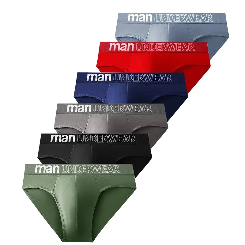 4pcs Men's Sexy Briefs Student Fashion Underwear Men's Panties Breathable Elastic Large Size Male Underpants Letter Waist Print