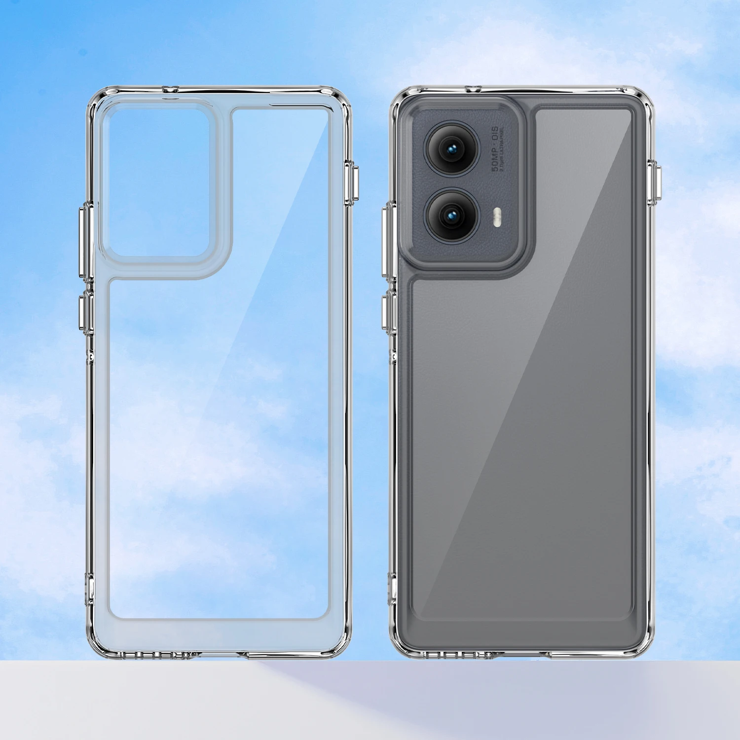 Geeignet für Moto Edge 2024, transparente Handyhülle, Anti-Fall, neue harte Rückseite, weiche Kante, personalisierte Acryl-Raumschale