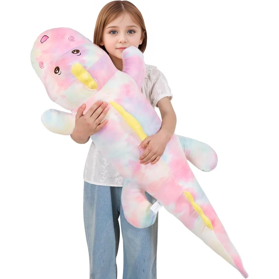 40-Zoll-Riesen-Dinosaurier-Plüschtier, weicher Regenbogen-Dinosaurier, großes Körperkissen, Spielzeug, süßes Plüschtier, Geschenk für Jungen und Mädchen, Geburtstag
