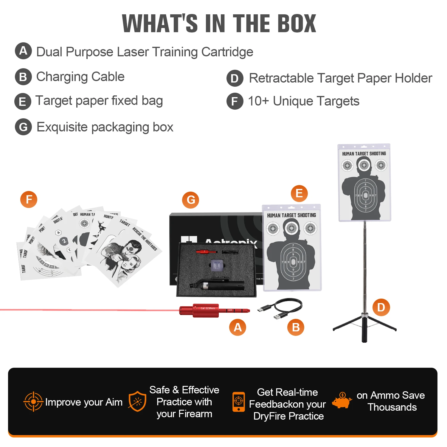 

223rem dual-purpose red dot laser trainer with electronic target holder for dry fire aiming training