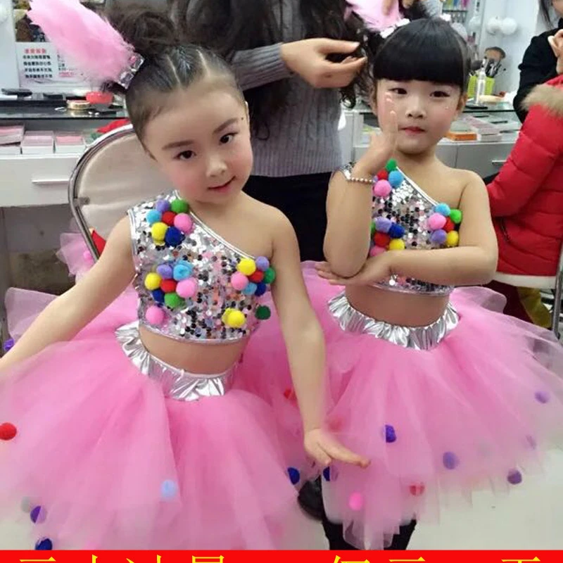 Kids Girls Sequins Halter Ballet Dance Tutu Dress Shiny Gymnastics Leotard Glitter Modern Latin Jazz Dancing Costume Dancewear