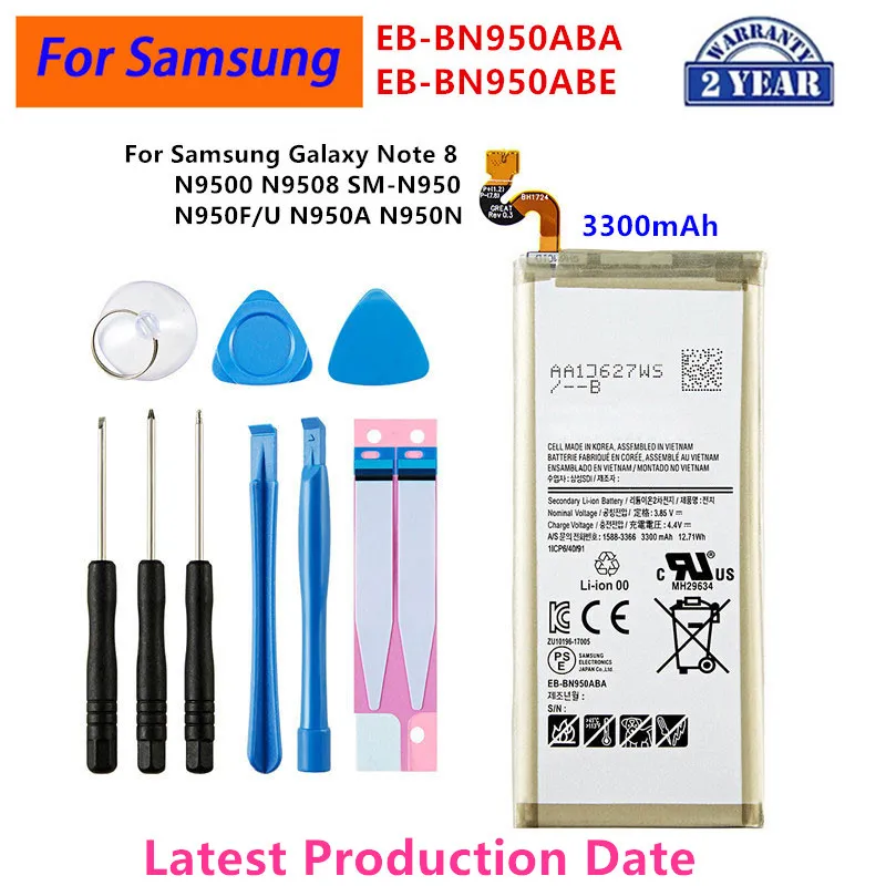 サムスンギャラクシーノート用バッテリー,EB-BN950ABA, EB-BN950ABE, 3300mAh,n9500,n9508,SM-N950,n950f,u,n950a,n950n,ツール,新品