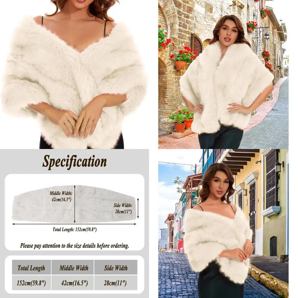 

Luxurious Evening Faux Fur Shawls for Women - Ideal for Bridal and Bridesmaid Dresses