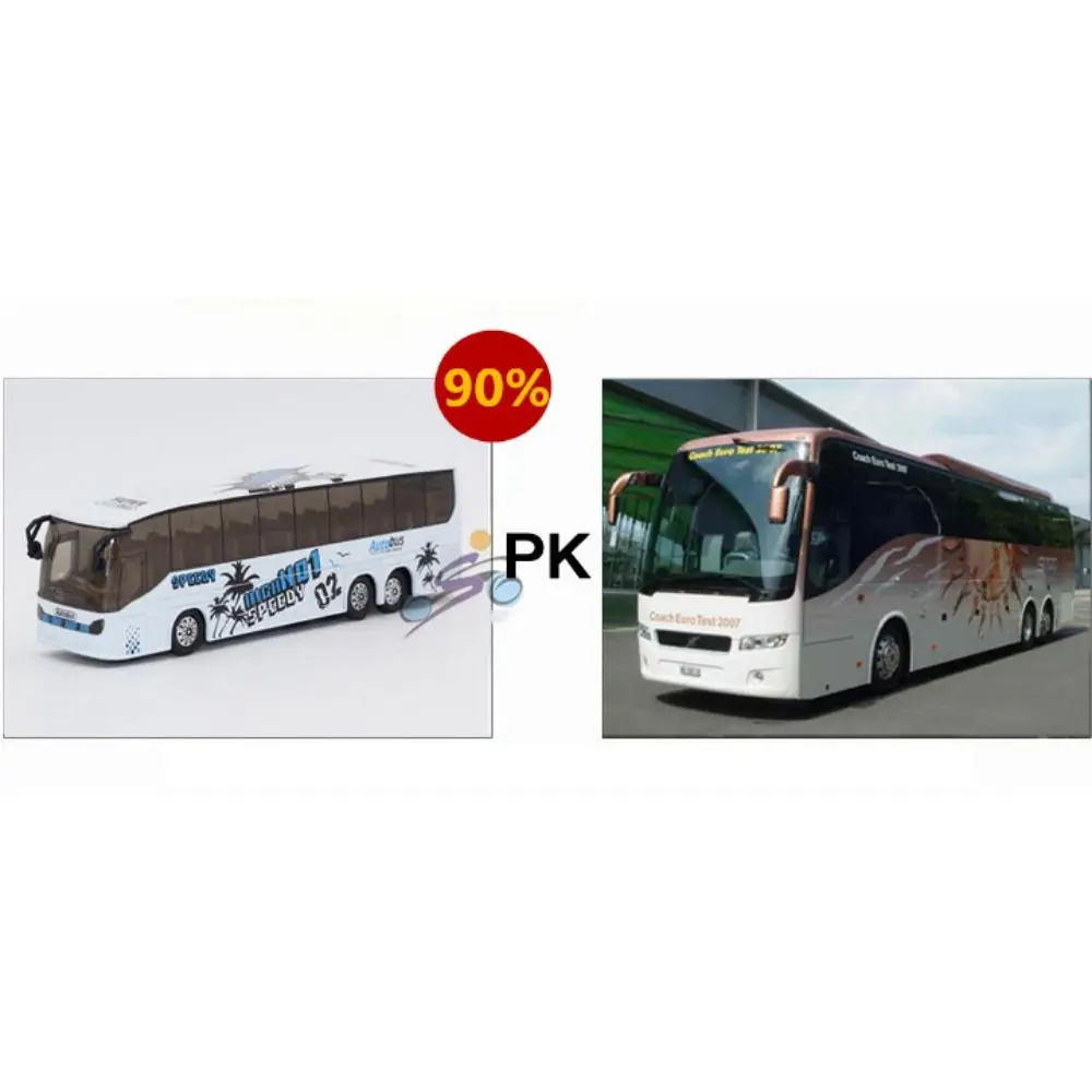 Kids Gift Bus Shape Light and Music Vehicle Model Alloy Bus Model Pull Back Extended Bus Toys