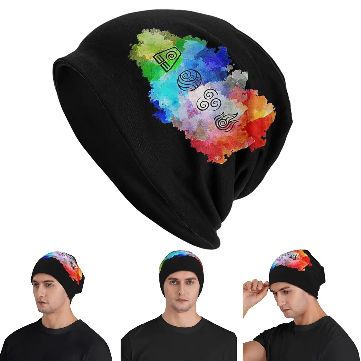 

Avatar The Last Airbender - The Four Elements-Horizontal Skullies Beanies Hats Warm Autumn Cap Knitted Bonnet Caps Unisex Adult