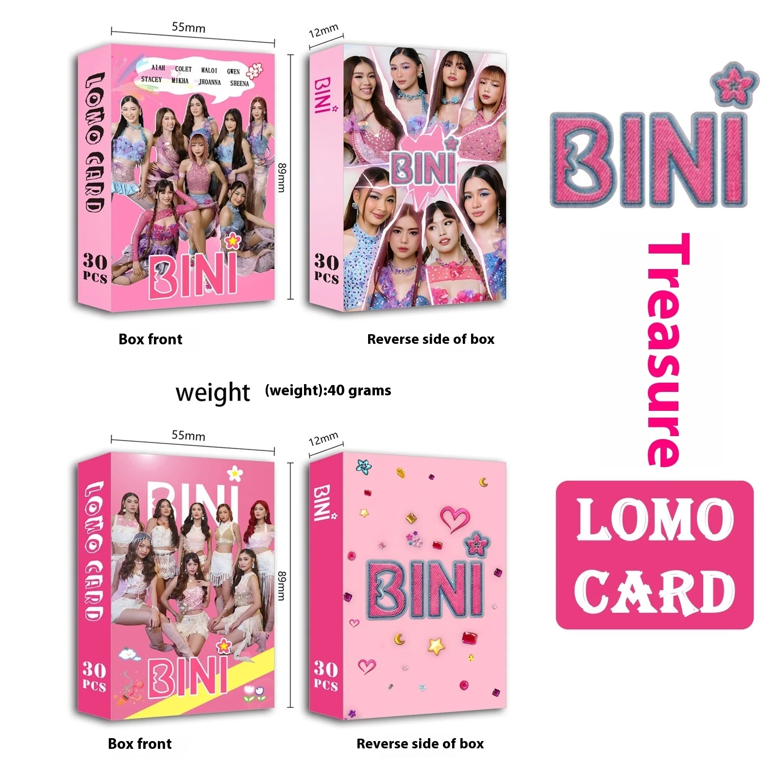 Hot Selling Filipino Girl Group BINI Celebrity Photo Postcards, LOMO Card Collection Cards, Double-Sided Printing, 30 Sheets Per