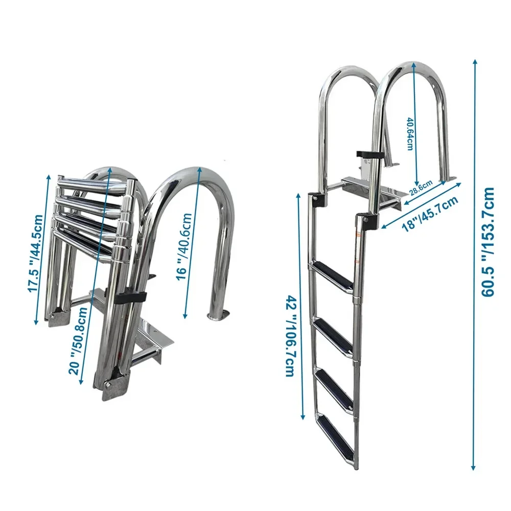 Retrofit/Upgrade Telescopic Boat Ladder Stainless Steel 316 Non-slip Swim Ladder for Yacht Swimming Pool