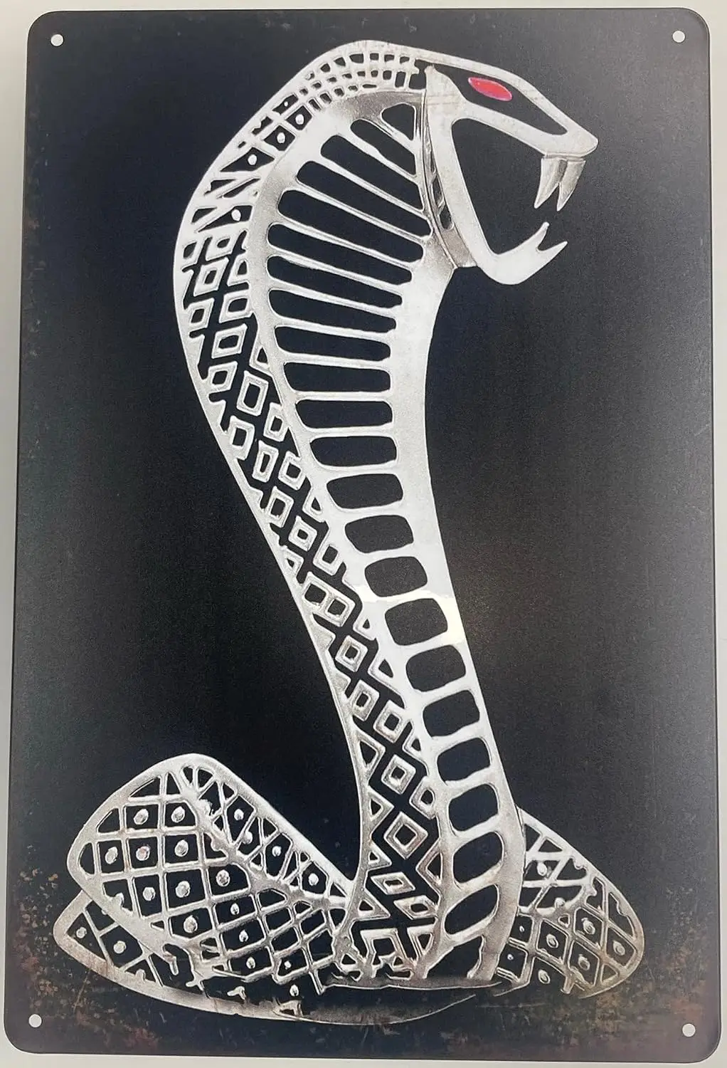 Tin Sign Bar Plaque | Metal Wall Decor Poster | Cobra  in. | Classic Decorative Automotive Sign for Home Kitchen Bar Room Garage