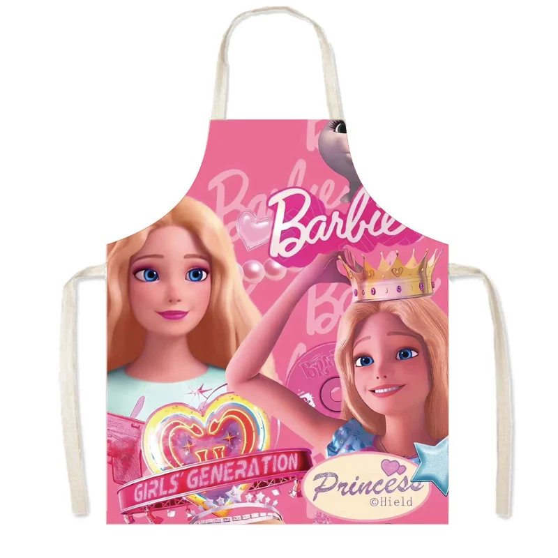 Barbie Apron Kawaii Household Cooking Apron Adult Kids Fashion Home Cleaning Tools Coffee Overalls Aprons Kitchen Accessories