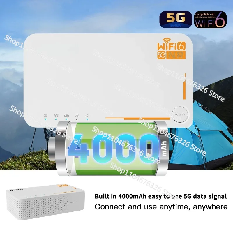جهاز توجيه AX3000 ESim C160 5G مع بطارية 4000 مللي أمبير في الساعة ثنائي النطاق VPN 32 مستخدم فتحة بطاقة Sim KuWFi ونقطة اتصال WiFi لـ 32 مستخدمًا