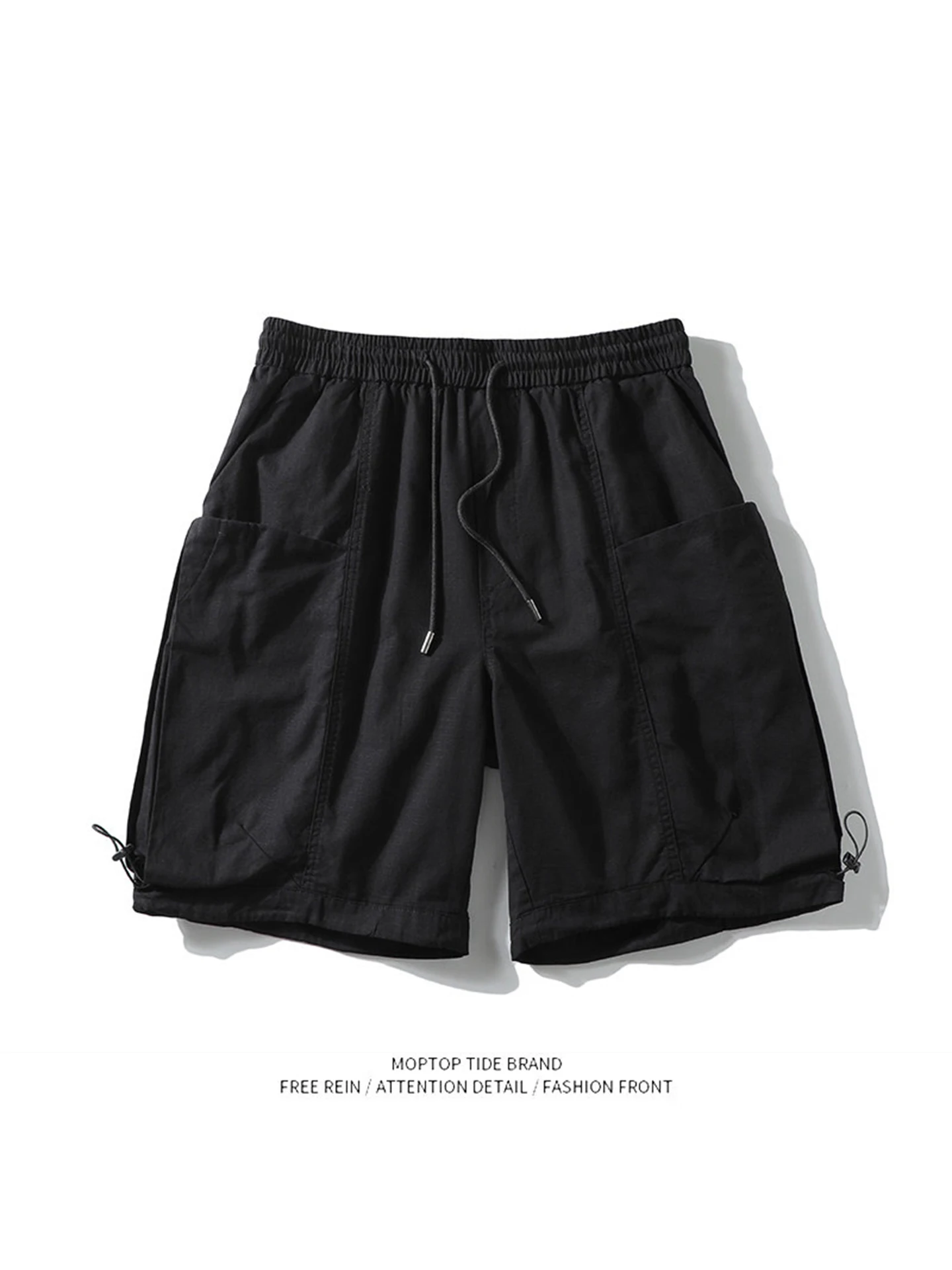 Fashionable Comfortable Men's Drawstring Shorts Summer 2026 New Style Versatile Waist Elastic Band Polyester Fiber Shorts