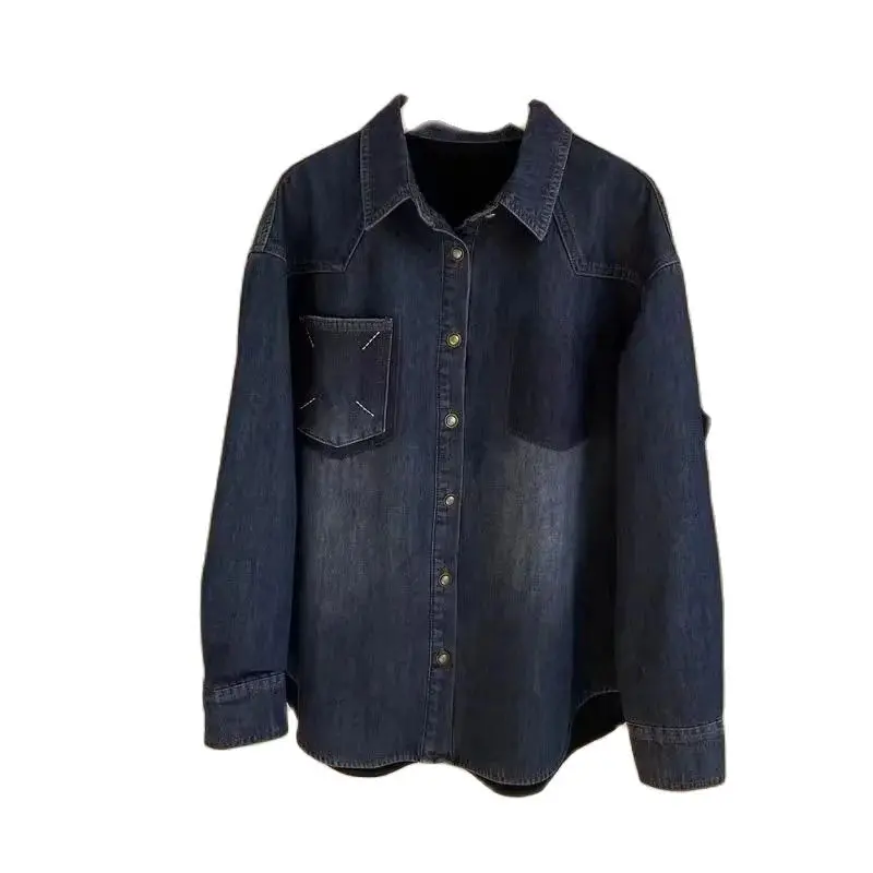 

2025 Spring Autumn New Denim Jacket Shirt Women's Fashion Retro Cowgirl Coat Single-Breasted Outerwear Pocket Denim Jackets