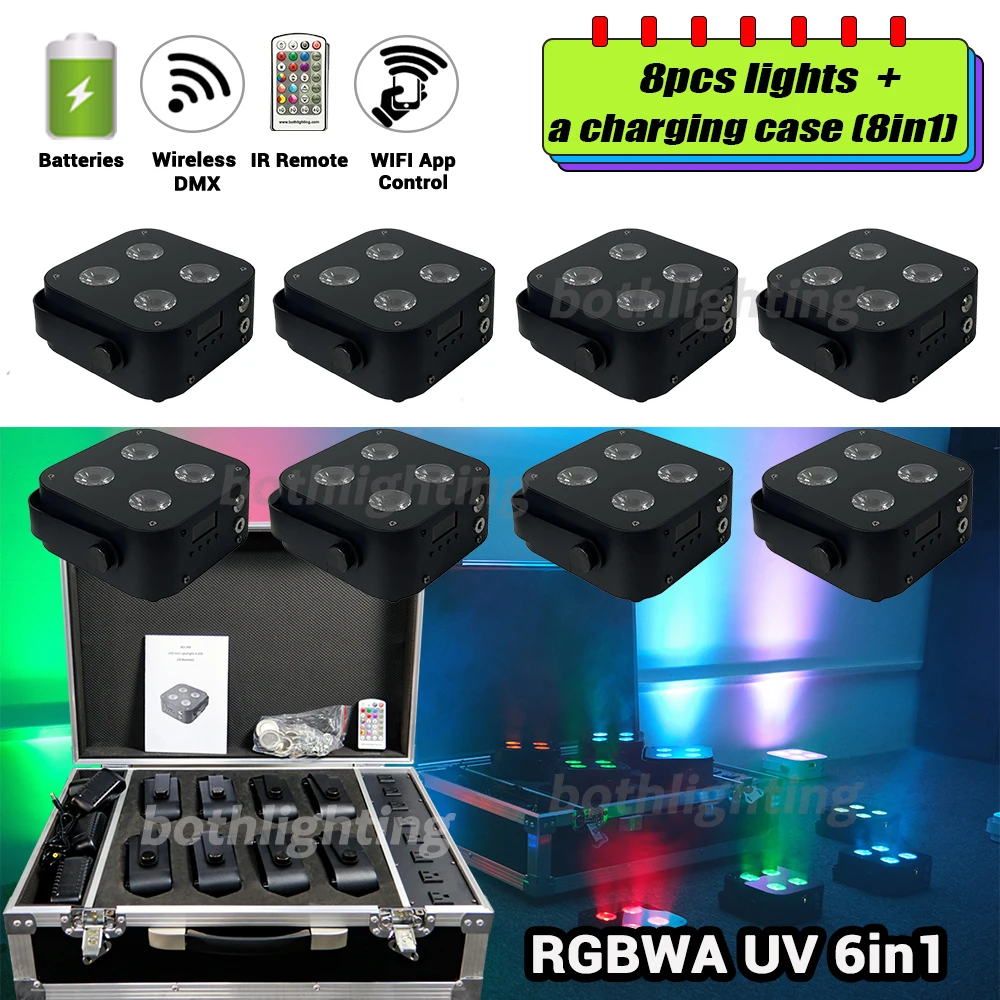 

Bothlighting 8pcs with a case IR4 mini Ape LED uplights 4X12W Spotlight 4 LED Hex Up-lights with Wireless DMX&IR Remote Wedding