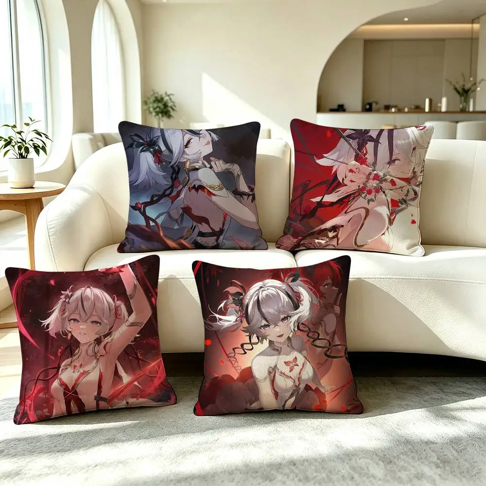 C-Camellya Wuthering Waves Square Double-Sided printed Pillow Case Bedroom Bedside Pillow Sofa Cushion Cover