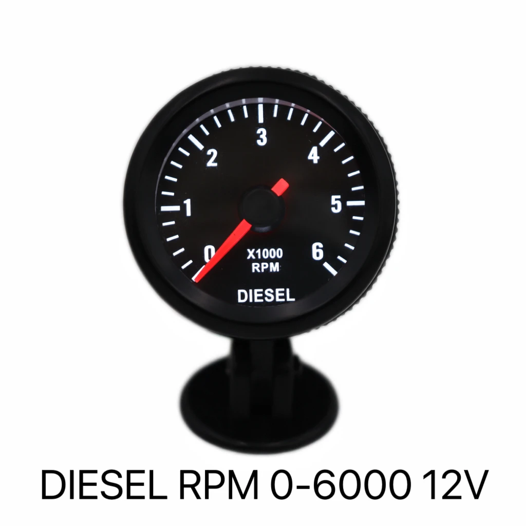 Tacômetro Universal 2”52MM Diesel RPM com Luz Branca, Medidor Elétrico de 0-6000 RPM, Medidor de Tacômetro 12V