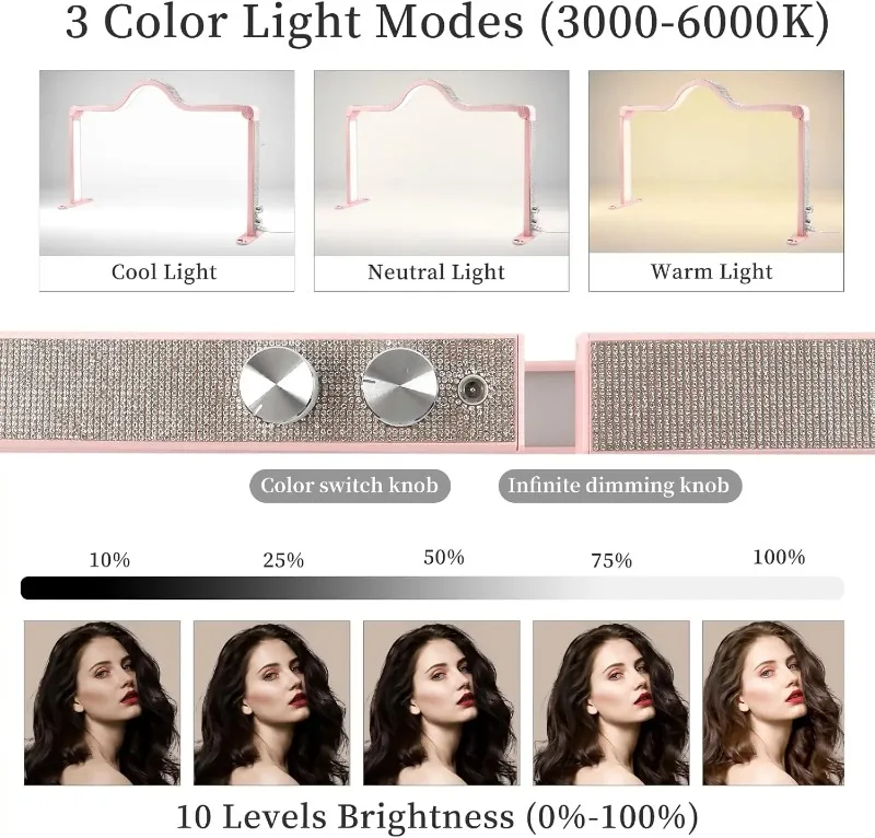 48W Half Moon Nail & Lash Lamp – Adjustable Knob Switch, Foldable LED Desk Fill Light for Beauty Salons & Eyelash Extensions