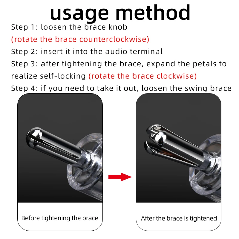 ATAUDIO 4 szt. Banan HiFi wtyk Audio wysokiej jakości z czystej miedzi, rodem, samoblokujące złącze bananowe do kabel głośnikowy DIY