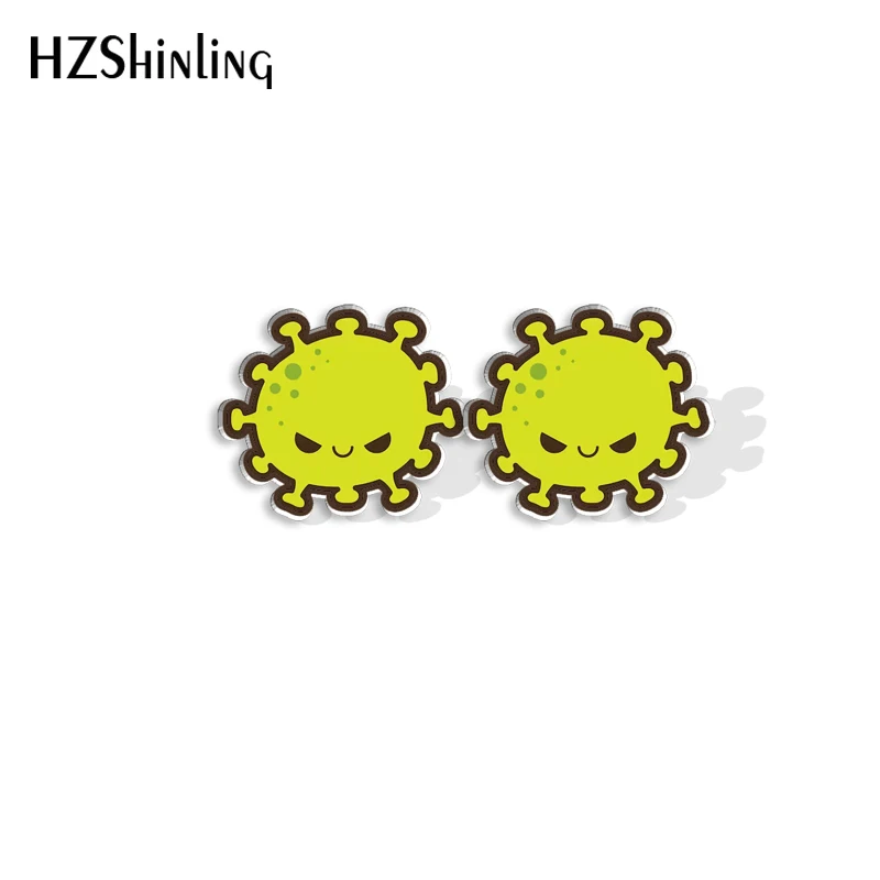 2023 New Bacteria Virus Stud Earring Microbe Germ Acrylic Resin Earrings Epoxy Handmade Jewelry Gifts Friends