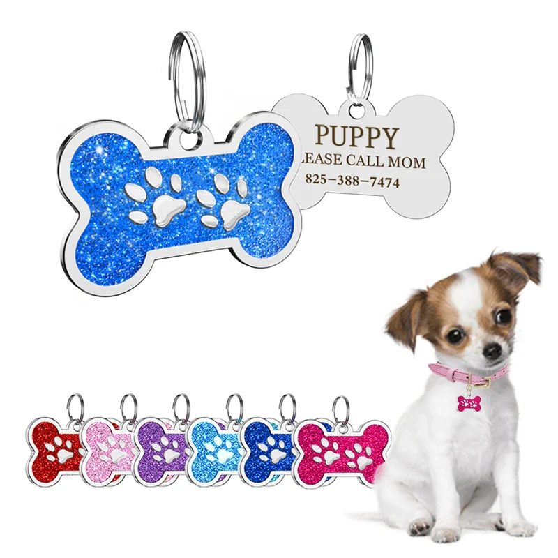 Personalized Dog Tag Fashion Customized Puppy Paw Id Tags Free Engraving Name Anti-Lost Pendant Cat Tags Pet Dog Accessoires