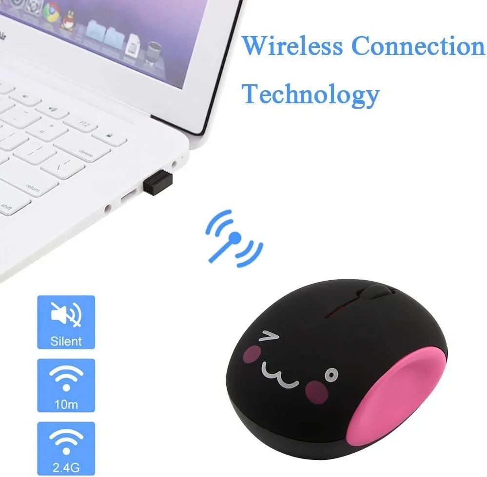 Cute Mini Portable 2.4G Wireless Silent Mouse Steamed Bun Shaped Rechargeable Small Hand PC Laptop Mouse for Student Kids