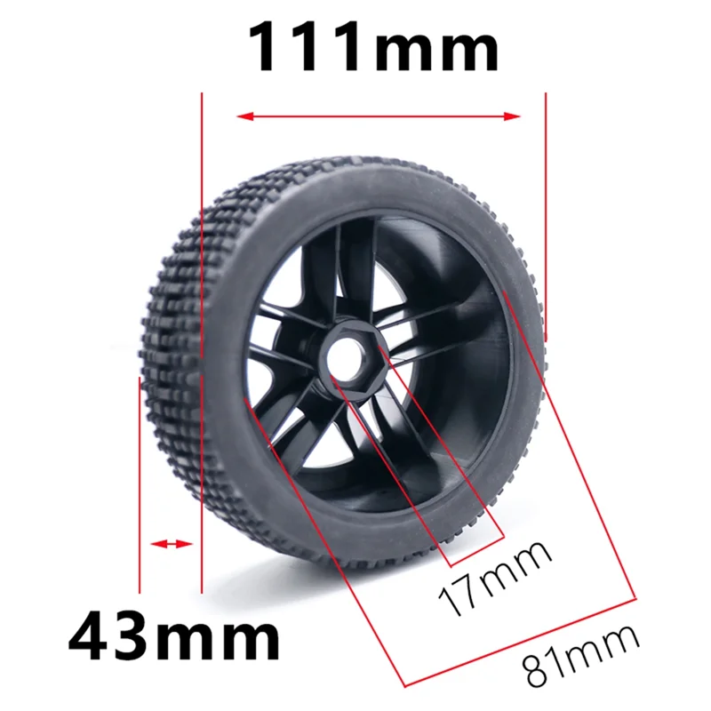 Pneumatici per buggy fuoristrada RC in scala 1/8 da 111 mm Ruota esagonale da 17 mm per ARRMA Typhon Redcat Team Losi Kyosho VRX HPI HSP Hobao