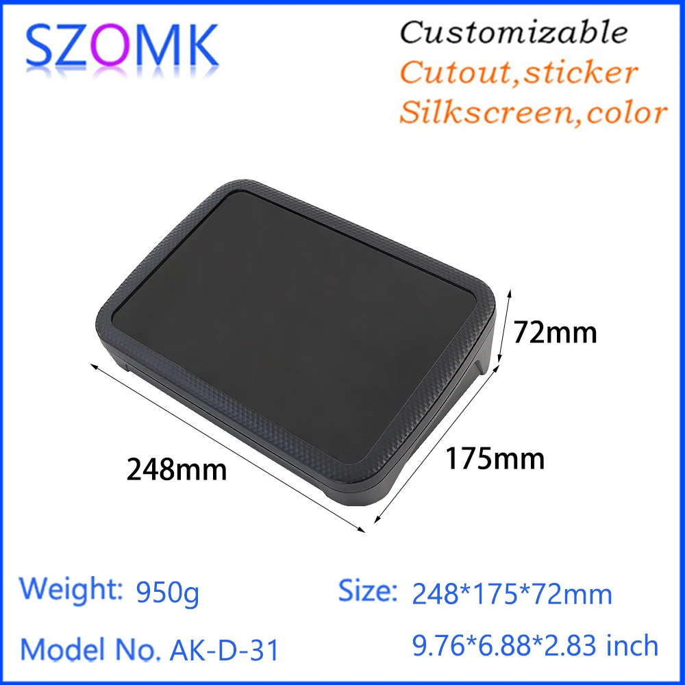 

175*248*72mm Desktop Device Housing Plastic Enclosure Sloped Front Black Abs Desktop Enclosure