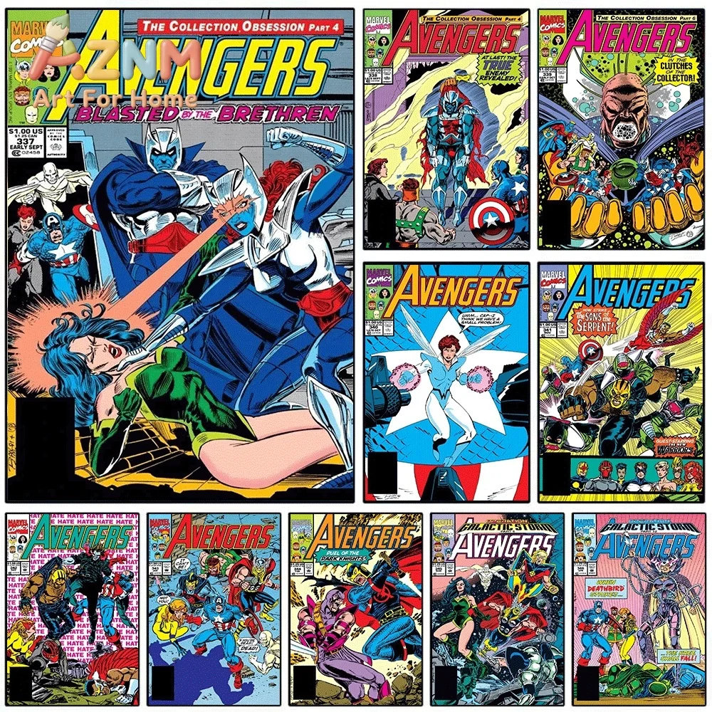 AZNM The Avengers #337 Blasted By The Brethren Comic Canvas Wall Art No Frame Vintage Superhero Print Poster Home Decor