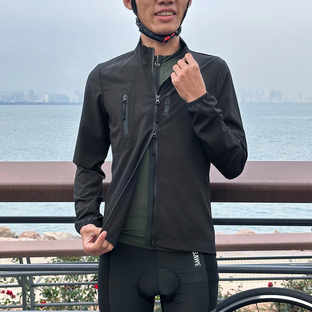 WOSAWE New 3 Season New Lightweight Windproof Cycling Jacket bicycle Wind Jacket Stretch Fabric With 2 Big Back Pocket