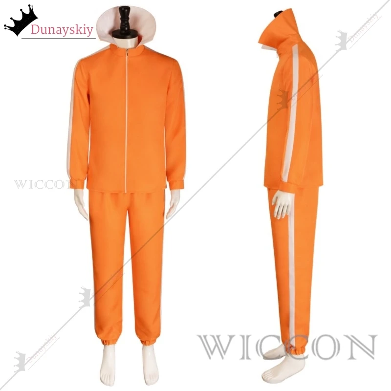 Vector Cosplay Movie Costume Orange Jakect Pant Glasses Outfits Set Mushroom-shaped  Wig Halloween Fancy Suit Party Suit