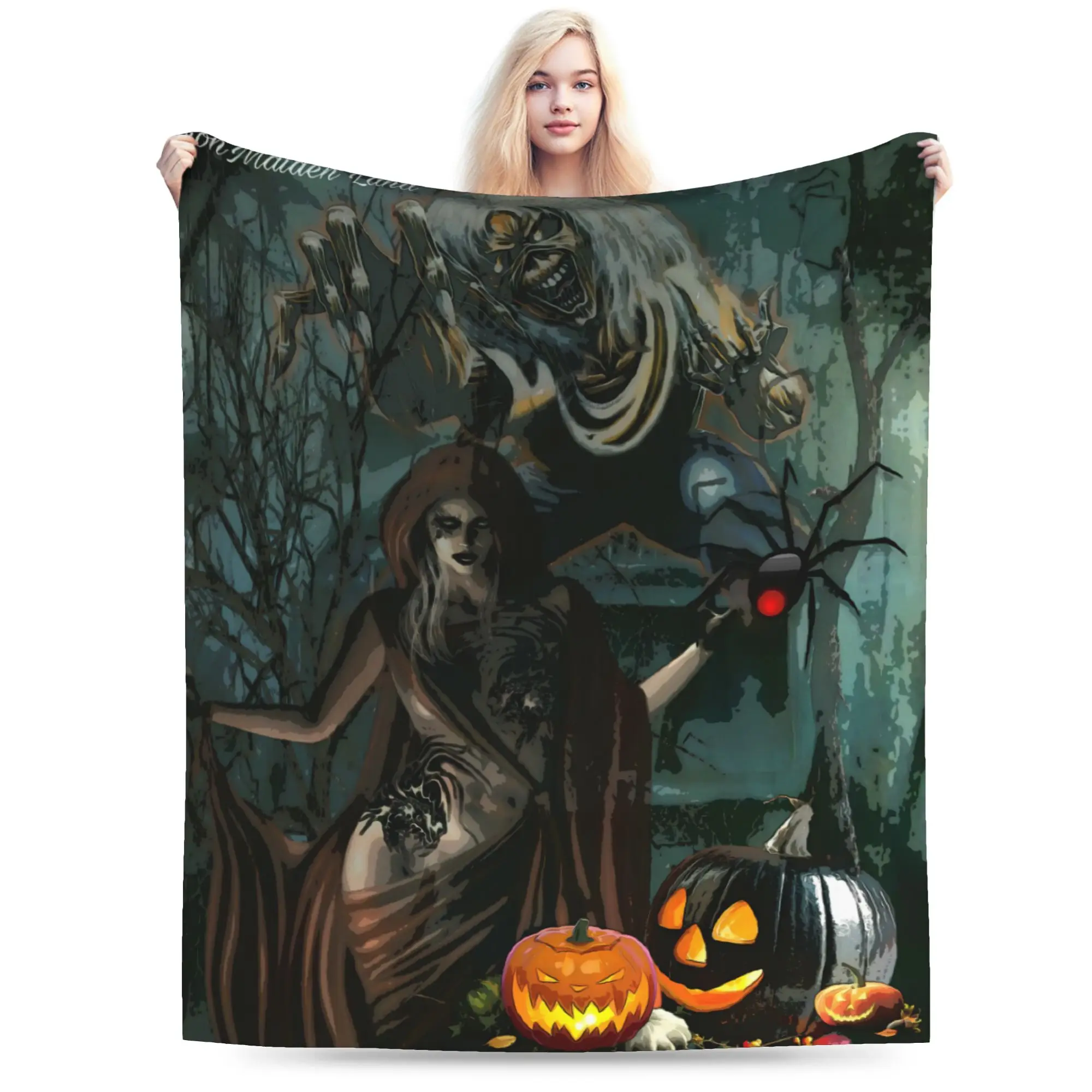I-Iron-Maidens Music Band Art Flannel Blankets Autumn  Super Soft Bedding Throws for Kids Couch Bed Fun Bedspread Sofa Bed Cover