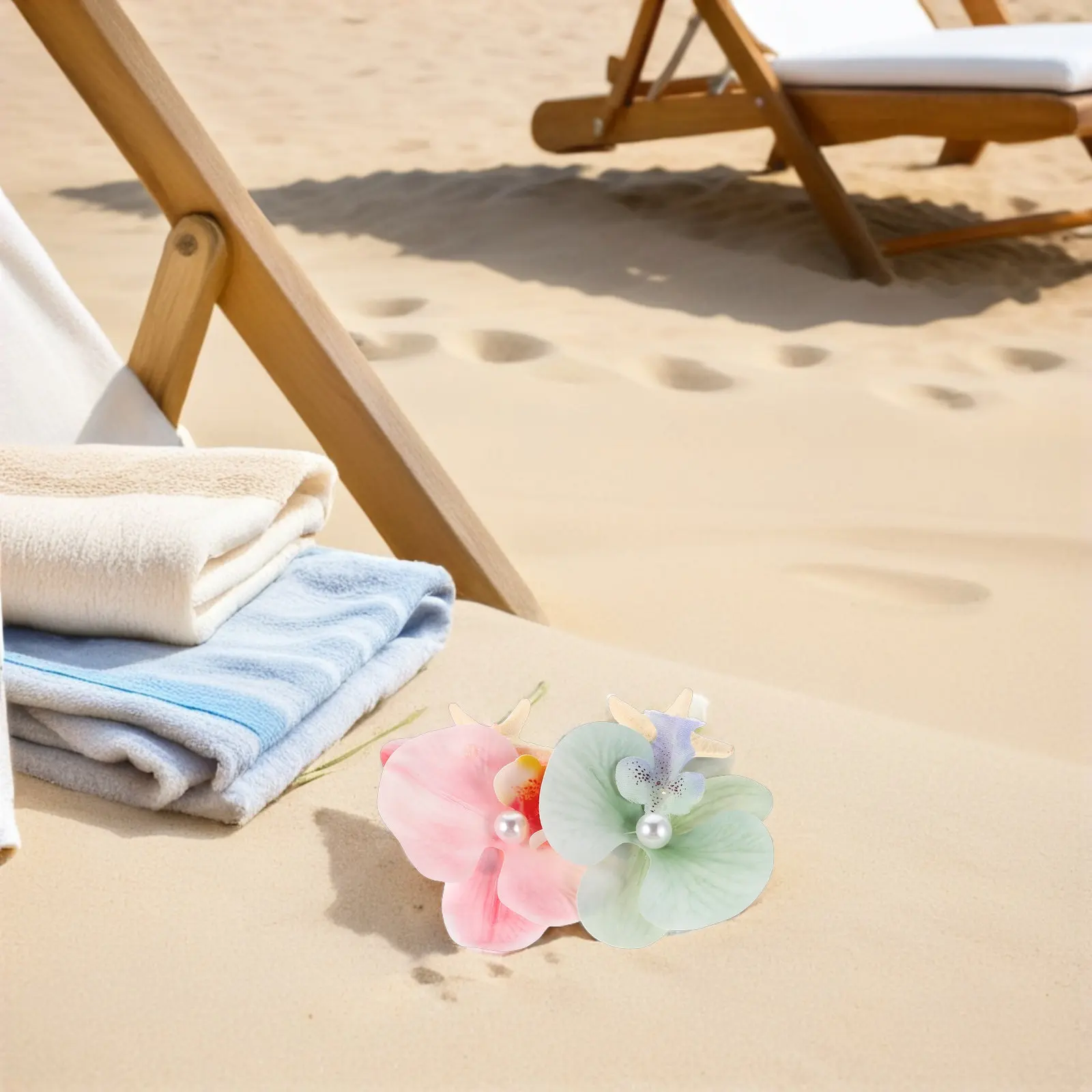 

Набор из 4 заколок для волос «Морская звезда и орхидея» с тропическими цветами, искусственным жемчугом, для пляжных причесок, аксессуары для женщин, для отпуска