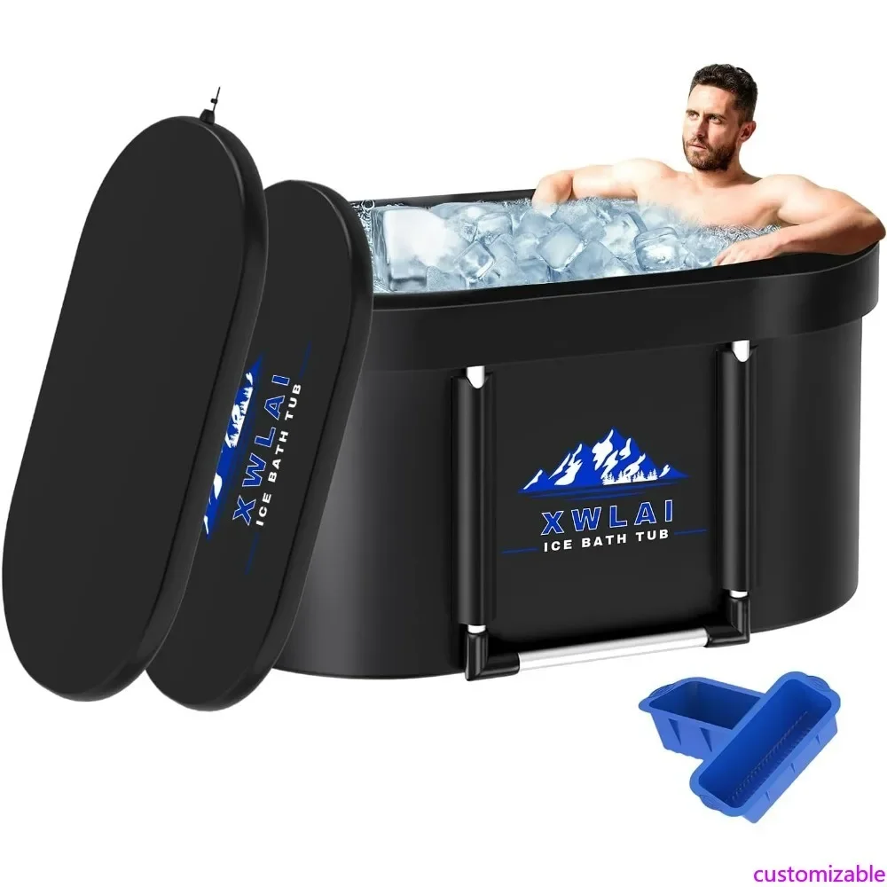 

Большая овальная ванна для холодной терапии объемом 110 галлонов для спортсменов со складным каркасом и крышкой для восстановления и криотерапии