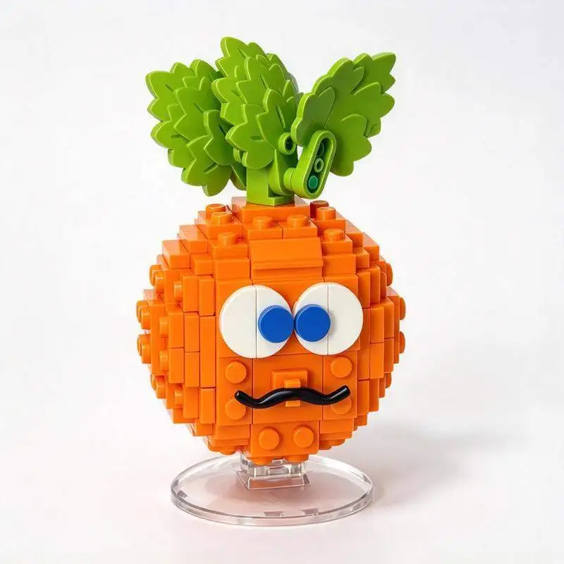 154PCS Cute Cartoon Carrot Figure Model Custom Building Blocks Creative Spring Vegetable Assembly Toy Display Collection Gift