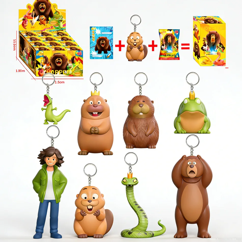 

12PCS Beaver Transformation Plan Keychain Mabel/Ellen/Tom PVC Pocket Pendant Bag Charm Keyring Model Decor