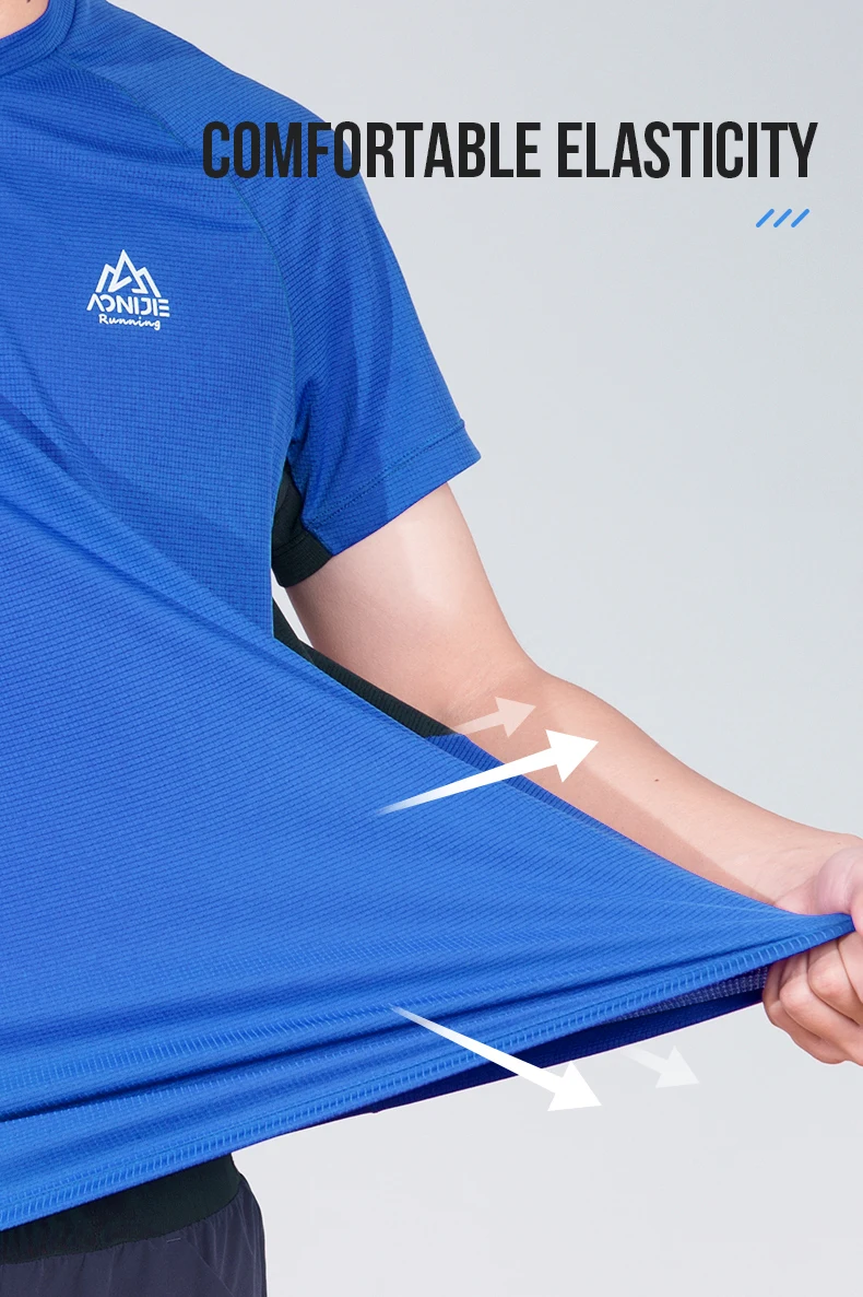 Aonijie fm5158 Mann männlich Sport schnell trocknendes T-Shirt mit Rundhals ausschnitt Reiß verschluss kurze Ärmel atmungsaktive Tops für Fitness-Radfahren – Detail 6
