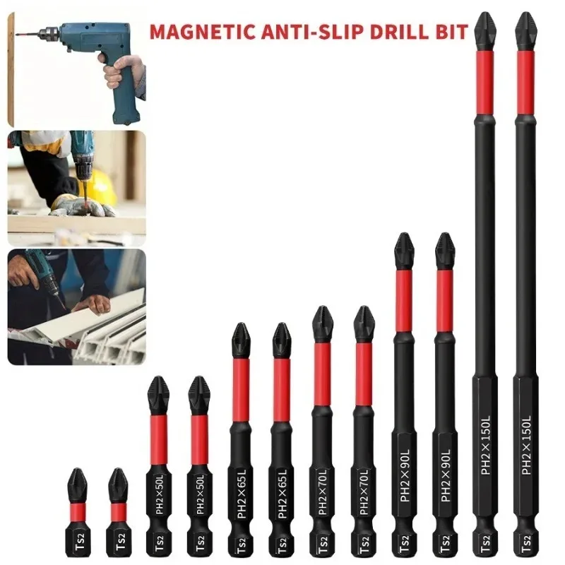 

New 1/4inch Shank Electric Screwdriver Bits Cross Head Impact Screw Driver Bit 10/12Pcs Magnetic Screwdriver Bit Set S2 Steel