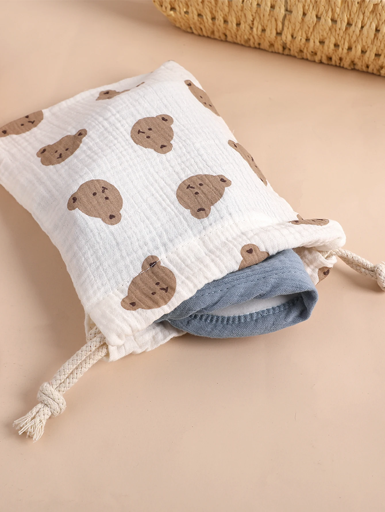 Tas Bayi Katun Penumpuk Popok Tali - Organizer Caddy Kantong Popok untuk Mainan Permen Koin - Aksesori Penting untuk Bayi