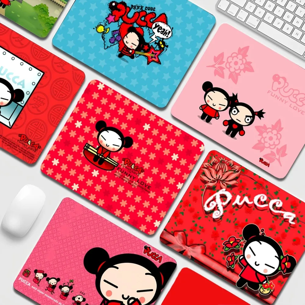 Cute Cartoon Pucca Garu Anti-Slip Keyboard Mat Table Mat Students Gabinete PC Gamer Desktop Mouse pad for Teen Girls Bedroom