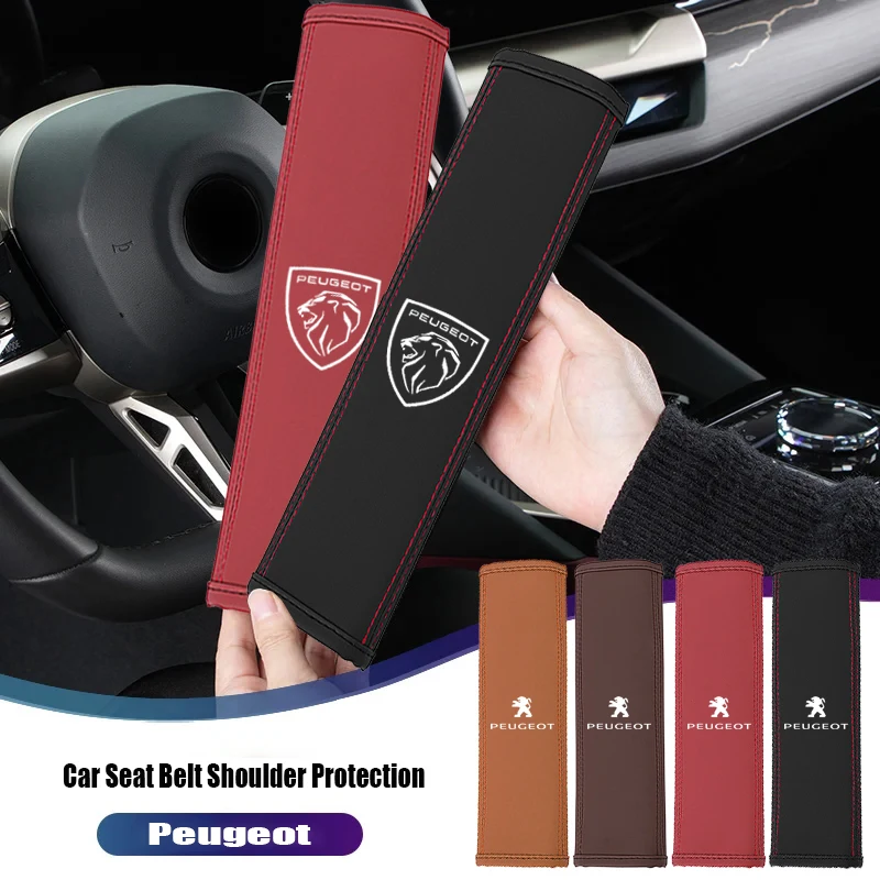 Cojín para cinturón de seguridad de coche Peugeot, cinturón de seguridad, almohadilla protectora de hombro de cuero para Peugeot 208 308 206 307 207 3008 407 508 2008 5008