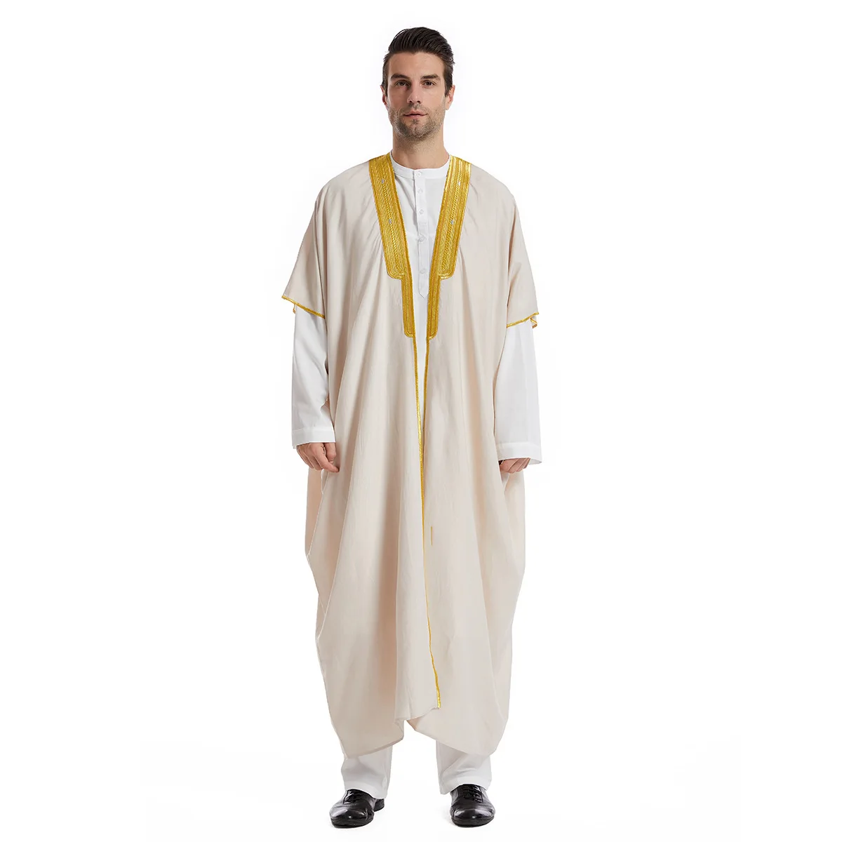 Islamic Clothing Men Robe Kaftan Muslim Man Moroccan Casual Long Dress Arabic Striped Robe Middle East National Cosplay Costume