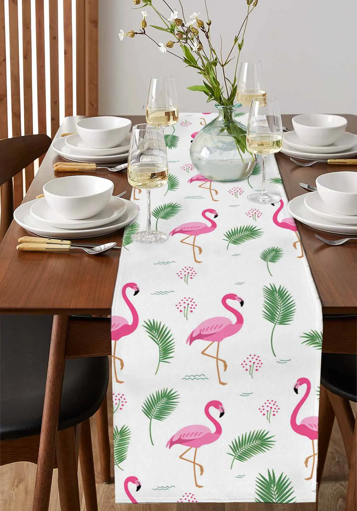 

Pink Flamingos Palm Trees Home Decorations Coffee Table Decor Tablecloth Table Kitchen Decorative Table Runner